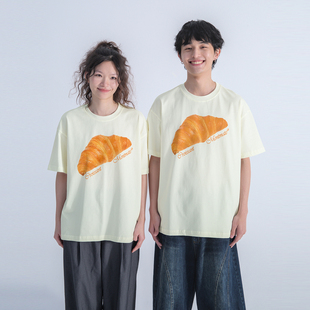mentmate24ss原创设计牛角包印花(包印花)短袖，tee夏季男女情侣个性t恤衫