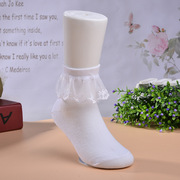 儿童拉丁规定袜蕾丝公主花边袜子女童舞蹈棉袜花边白色短袜考级袜