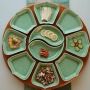 龙泉青瓷餐具套装缠枝太极拼盘创意陶瓷盘子菜盘摆盘中式深盘碟子