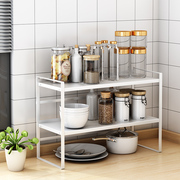 厨房台面置物架分层橱柜收纳架桌面调味料双层储物架子，可伸缩锅架