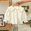 女童衬衫洋气时髦2024春装儿童白色衬衣长袖婴儿宝宝纯棉小衫