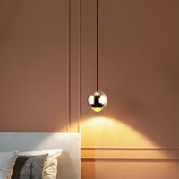 卧室床头小吊灯北欧极简轻奢触摸开光设计感圆球吧台灯单头吊线灯