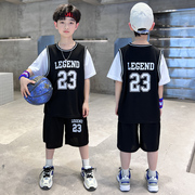 儿童短袖篮球服夏季套装中大童，小学生运动服训练篮球衣夏装两件套