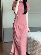 新中式民国风改良女装夏装，年轻款少女高级感剪花长裙日常可穿旗袍