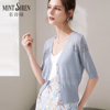MintSirenV领淡蓝色短袖针织开衫轻薄清新风吊带裙短款小披肩夏季