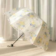轻奢品深拱形太阳伞防晒防紫外线宫廷公主，伞型双层蕾丝黑胶遮阳伞