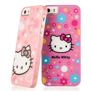 xdoria道瑞苹果5手机壳 镶钻hello kitty凯蒂猫iphone5s/5保护套