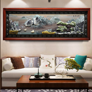 客厅装饰画山水浮雕挂画中式沙发背景墙，玉石画立体家和万事兴
