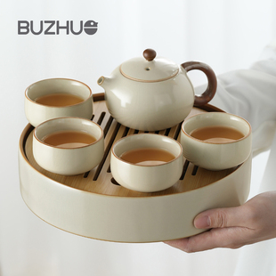 汝窑茶具套装家用办公室，会客2024陶瓷，功夫茶杯茶盘中式泡茶壶