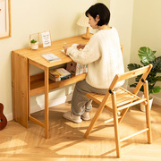 折叠书桌电脑桌子办公桌学生家用小型台式实木卧室工作台床边写字