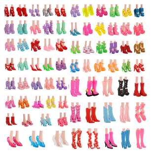 30CM洋娃娃鞋子配饰公主透明高跟鞋水晶鞋平底过家家女孩换装玩具