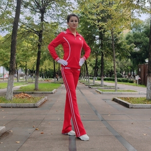 2023年佳木斯健身操运动休闲红色(腰线)南韩丝长袖套装SHC01