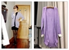 外贸原单 韩版 纯美浅紫色简约休闲中长款毛衣外套