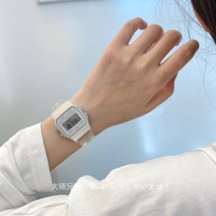 日本机芯*卡西欧果冻系列，透明表带电子石英学生女手表casio小白表