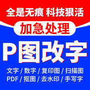 ps修图专业无痕改PDF文数字去水印抠图批图在线做图P图片处理