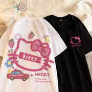 HelloKitty凯蒂猫女童纯棉t恤短袖2023夏季洋气时髦半袖上衣
