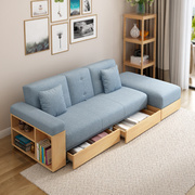 约小户型日式客厅抽屉储物可收纳科技布三人布艺沙发床梳化