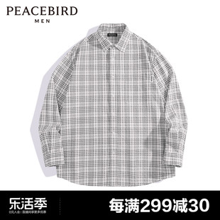 商场同款太平鸟男装衬衫24春夏港风外穿式格纹潮 B2CHE2224