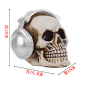 树脂骷髅头耳机头骨工艺品个性摆件供货万圣节装饰