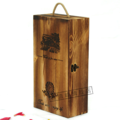 红酒盒木盒双支红酒木盒实木盒红酒包装盒 烤色葡萄酒盒子