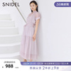 SNIDEL春夏款法式系带收腰短袖雪纺公主连衣裙SWFO232059