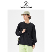 VOLCOM钻石男装品牌户外风长袖T恤2024春季纯色圆领拉链t上衣