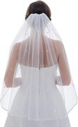 单层白色网纱珍珠头饰超仙森系纱网红拍照道具主婚纱简约包边头纱