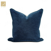 MOON慕空间样板房间蓝色抱枕腰枕割绒进口面料客厅沙发靠枕靠垫套