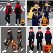 男童冬装套装 4-5-6-7-8-9-10-11岁小男孩运动卫衣马甲加绒三件套
