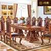 欧式餐桌长方形实木饭桌别墅会所，伸缩美式西餐桌椅组合大理石方桌