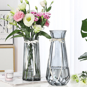 特大号两件套玻璃花瓶透明水养富贵竹百合花瓶客厅插花瓶摆件