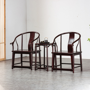 红木家具赞比亚血檀圈椅茶几三件套客厅血檀圆椅实木中式太师椅子