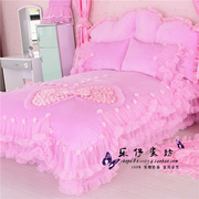 珊瑚绒四件套韩式蕾丝，紫色花边公主床品1.8m短毛绒四件套床裙被套
