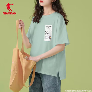 中国乔丹短袖t恤女夏季透气棉质上衣半袖体恤，女装白色运动t恤