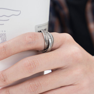 acity喜城欧美复古风三环圈，组合字母钛钢戒指，男女情侣时尚食指环