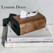 现代创意实木纸巾盒，香薰果盘收纳盒样板间装饰摆件，茶几桌面饰品