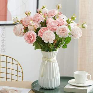 *假花牡丹摆设花束绢花玫瑰花摆客厅仿真花花装饰干花花室内餐桌