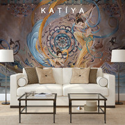 Katiya中式古典墙布飞天敦煌壁纸卧室客厅剧本杀背景墙复古壁画3d