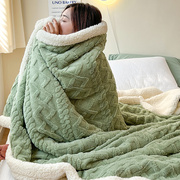 羊羔绒毛毯加厚冬季办公室午睡披肩，午休空调小毯子珊瑚法兰绒盖毯