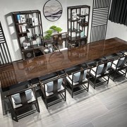 黑檀实木原木大板茶桌椅组合新中式巴花茶台老板办公桌大班台