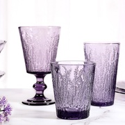 中古玻璃杯压制色料酒杯薰衣草紫色杯子礼物加厚高脚杯创意红酒杯