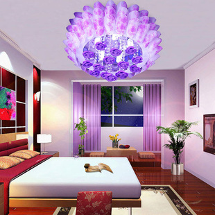 简约现代温馨浪漫粉红色紫罗兰色卧室客厅，餐厅led田园水晶吸顶灯