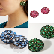 欧美外贸饰品oscar圆形珍珠，琉璃镶嵌小众高级感耳夹女无耳洞