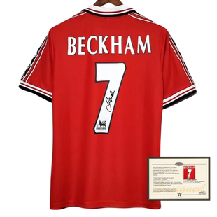 98-99 Beckham football jersey printed signature shirt