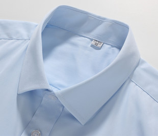男士白色长袖工装衬衫浅蓝色职业衬衫纯白色面试衬衫工作服大码