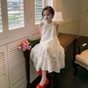 女童白色公主裙2023夏季儿童宝宝高级感挂脖长裙度假风连衣裙