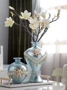 创意欧式花瓶摆件三件tC套客厅餐桌插花K陶瓷瓶摆设酒柜电视