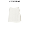 MEACHEAL米茜尔夏季白色时尚休闲A字型裙裤亚麻粘纤混纺短裤