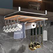 厨房橱柜吊柜下挂架砧板锅盖，分层悬挂篮，多功能衣柜收纳整理挂钩架