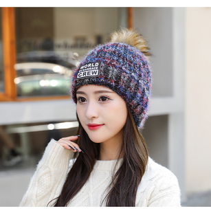 帽子女冬天加绒加厚防风套头帽韩版学生保暖针织帽女士时尚月子护